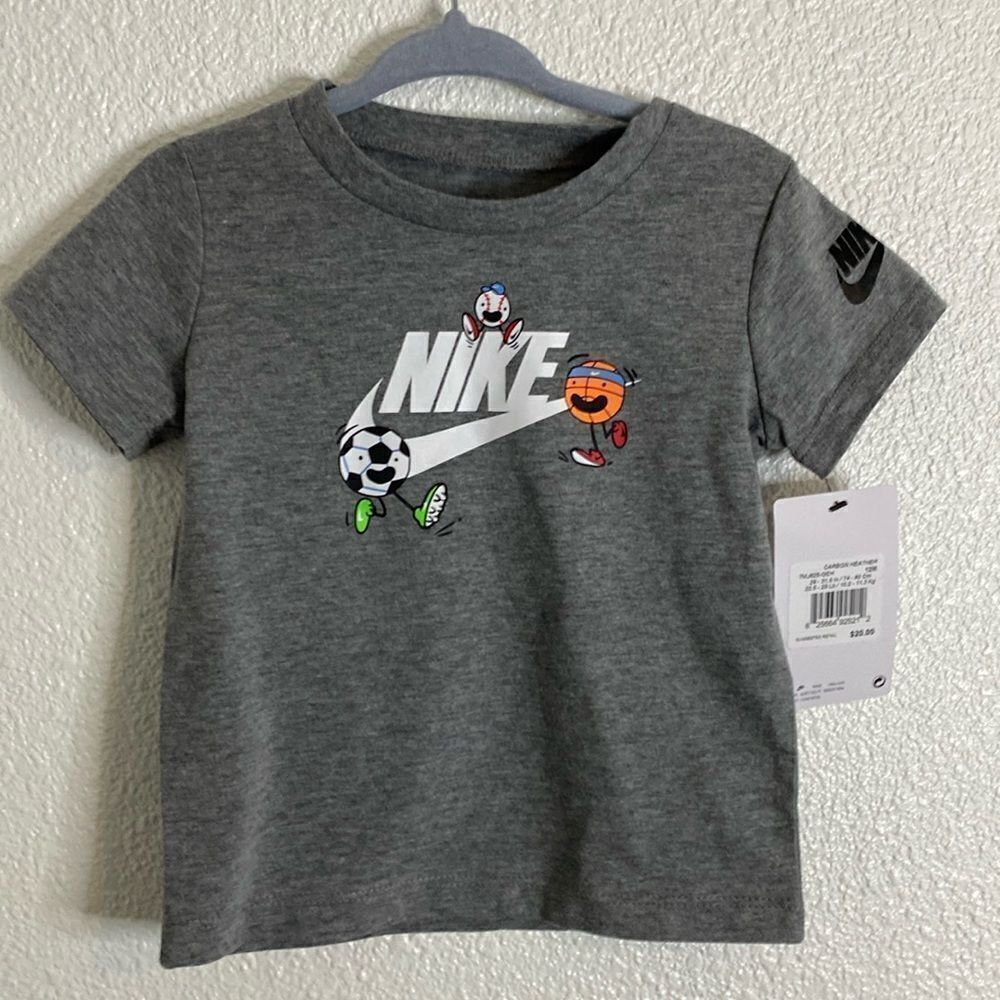 NWT- Nike- boys carbon heather tshirt- Size 12 months